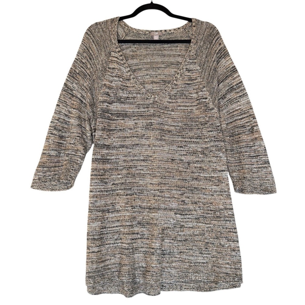 J. Jill 100% Linen Sweater Shirt Knit Marled Brown Women's XL Natural‎ Neutral